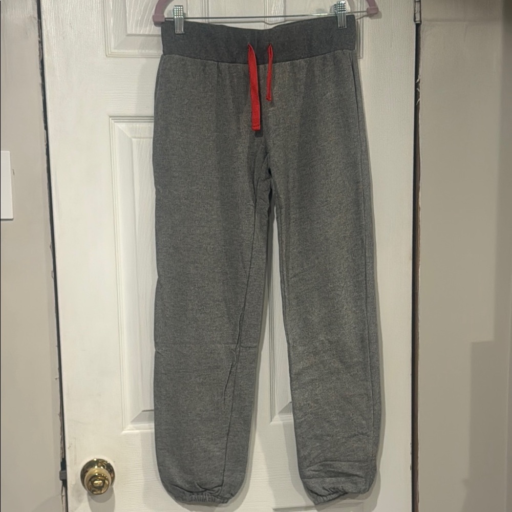 Gray and Red Pajama Pants with Elastic Waistband